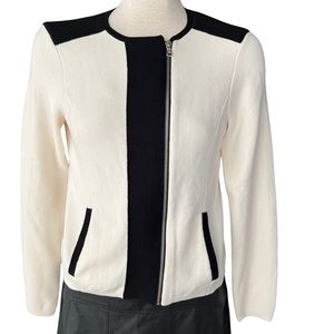 Lauren Ralph Lauren pearl/black zip front sweater